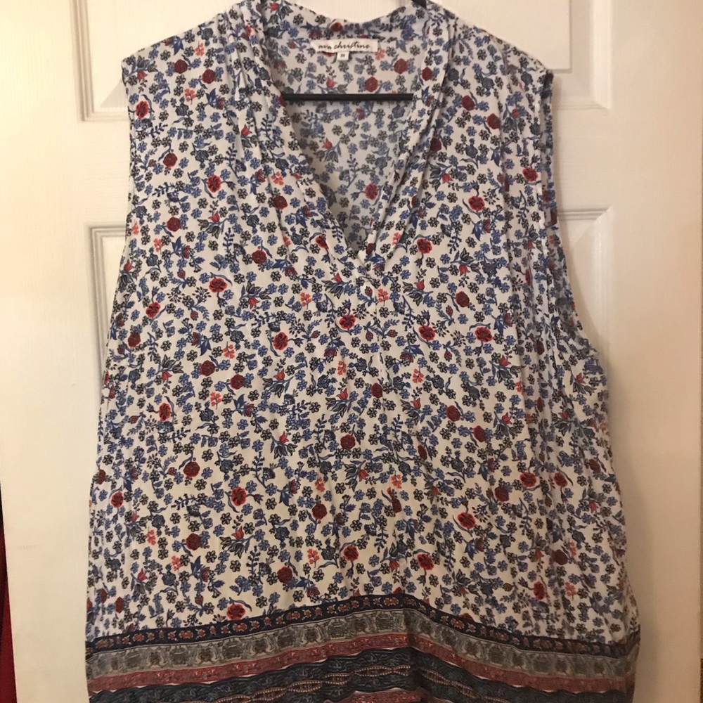 Plus Size low cut  Floral Tank